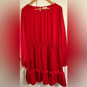 NWT Red Knox Rose Long Sleeve Satin Mini Dress Size Extra Extra Large XXL